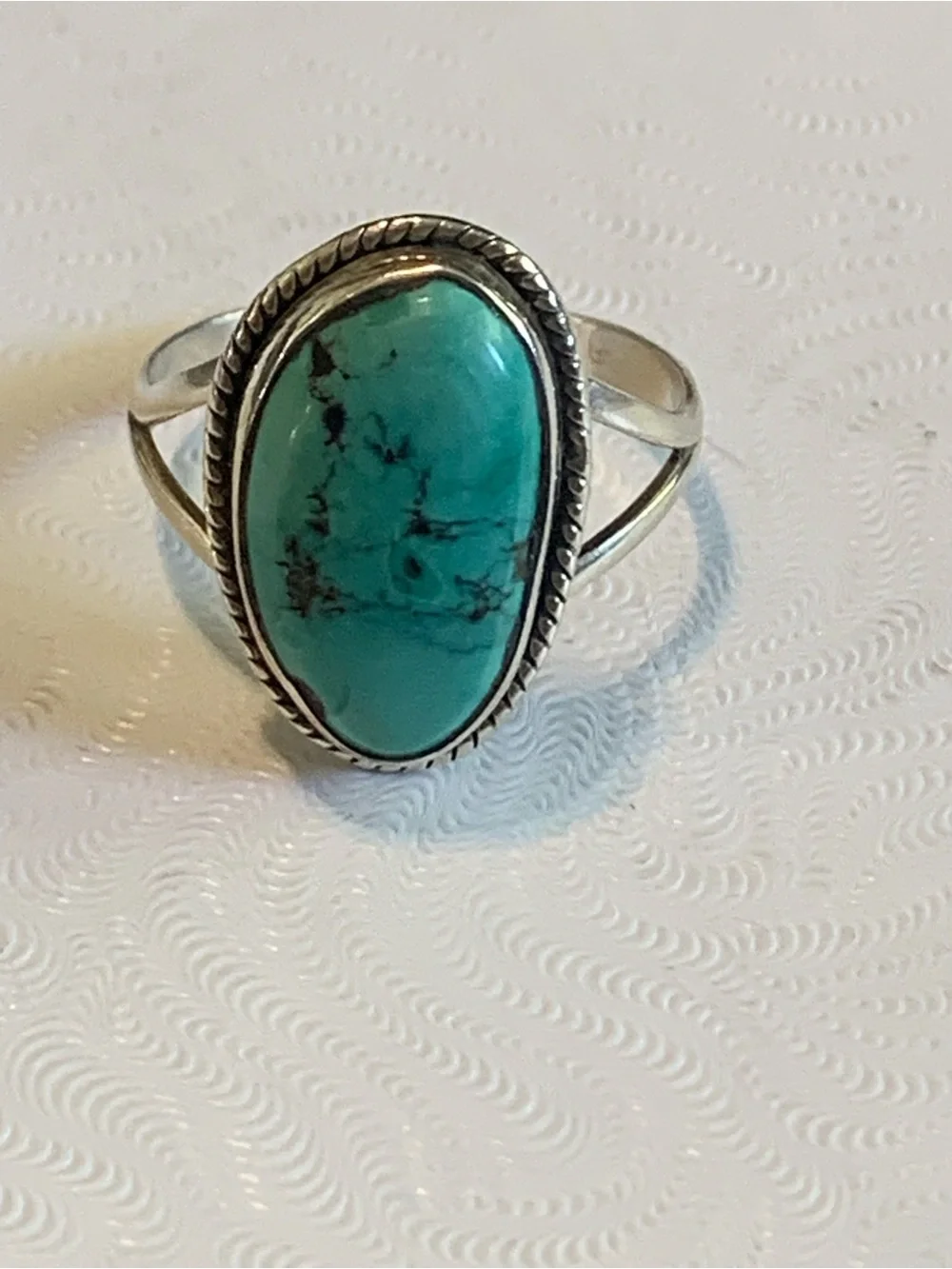Turquoise Oval Stone Sterling Silver Ring - Women's Turquoise Ring